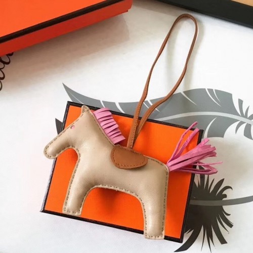 NEW HERMES RODEO PEGASE CHARMS PINK/BEIGE LEATHER PINK S