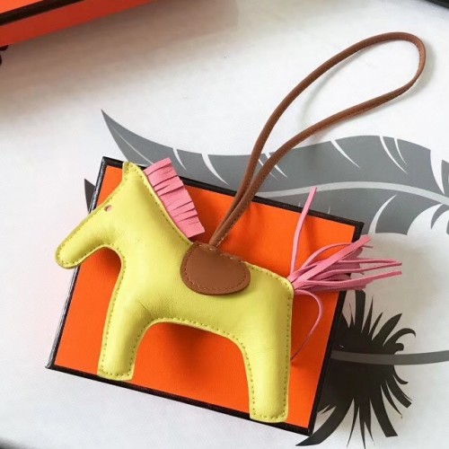 Hermes Charm Rodeo Horse, Green, Pink And Brown Leather, New In Box WA001