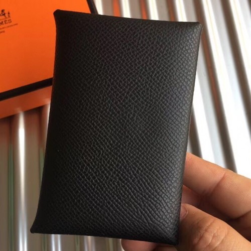 Hermes Calvi Etoupe Epsom Leather Card Holder