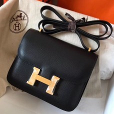 Hermes Mini Constance 18 Bag in Rouge H Epsom Black Enamel PHW - Hermes  Replica
