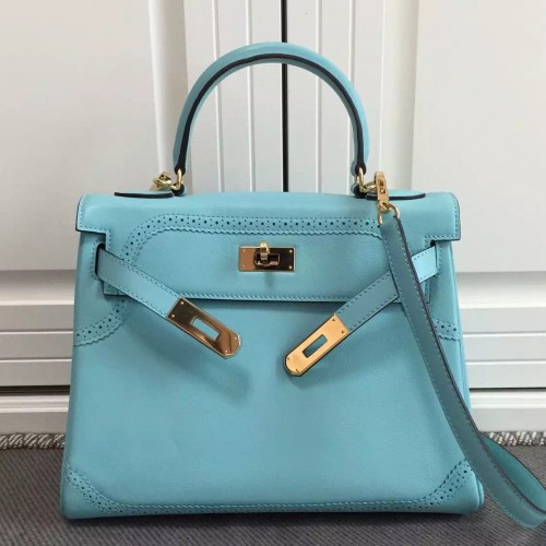 HERMES KELLY LİGHT-BLUE - Luxury Bags