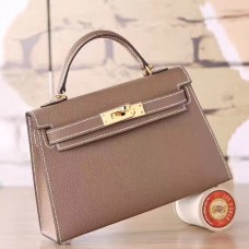 Replica Hermes Kelly 20cm Bag In Taupe Clemence Leather GHW
