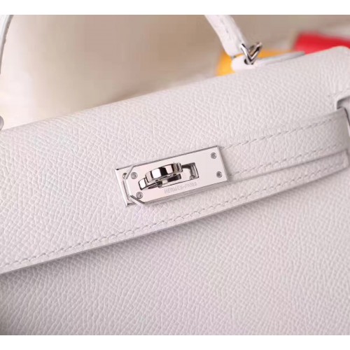 Hermes Mini Kelly 20 II Bag in cc01 Blanc Epsom PHW 