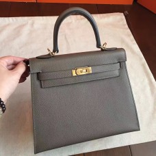 Replica Hermes Kelly Sellier 25 Bicolor Bag in Gris Agate and Blue