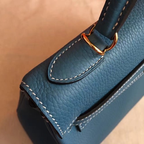Imitation AAA Hermes Blue Paon Clemence Kelly Retourne 32cm Handmade Bag  HJ00704