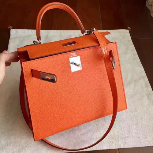 Wholesale Hermes France Imported Epsom Calfskin Leather Kelly Bag 28CM in  Orange
