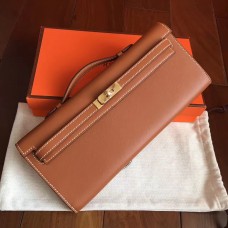 Copy Luxury Imitation Hermes Sapphire Epsom Kelly Cut Clutch Handmade Bag  HJ00379