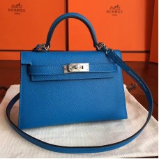 Replica Hermes Electric Blue Epsom Kelly Mini II 20cm Handmade Bag
