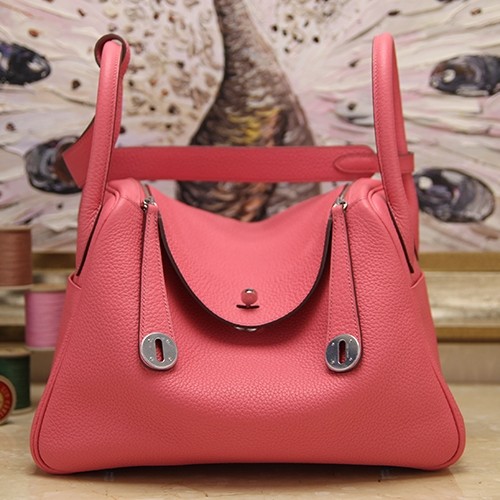 Hermes Lindy - Hermes 34cm Pink Clemence Shoulder Bag