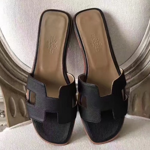 hermes oran black sandals