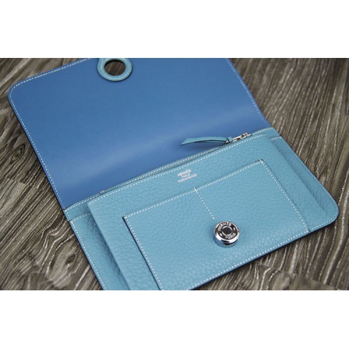 Fake Hermes Dogon Combine Wallet In Electric Blue Leather RS20790