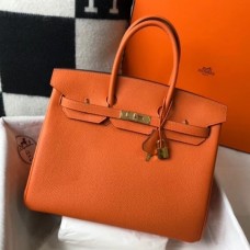 Fake Hermes Birkin 30cm 35cm Bag In Orange Crocodile Leather