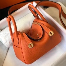 Replica Hermes Lindy Mini Bag In Taupe Clemence Leather GHW