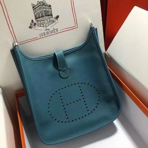 D' Borse - Hermes Evelyne 3 PM 29cm In Blue Agate Clemence Leather With  e Strap PHW *RARE PIECE* Contact us at 0164553444 Location : 25  Lorong Bangkok,Pulau Tikus,10250 Georgetown Pg PM