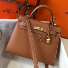 Replica Hermes Kelly Sellier 25 Handmade Bag In Terre Cuite Ostrich Leather