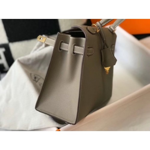 Hermes Sellier Kelly Bag 25cm Gris Asphalte Epsom Gold Hardware