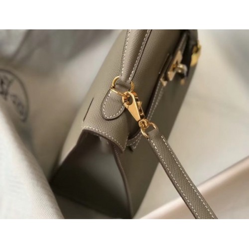 Hermes Gris Asphalt Epsom Kelly 28cm Sellier Handbag GHW QY01626