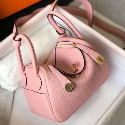 Lindy leather mini bag Hermès Pink in Leather - 32295151