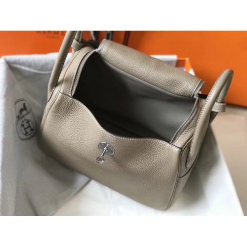 Hermes Lindy 45 Bag Gris Tourterelle Clemence Leather with Palladium H –  Mightychic