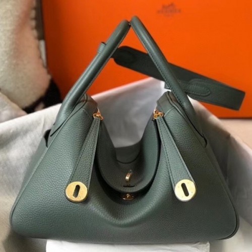 Replica Hermes Kelly 28cm Bag In Vert Amande Clemence Leather GHW