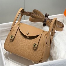 Hermes Lindy Mini Bag In Chai Clemence Leather