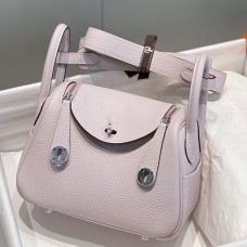 Hermes Lindy Mini Bag In Mauve Pale Clemence Leather