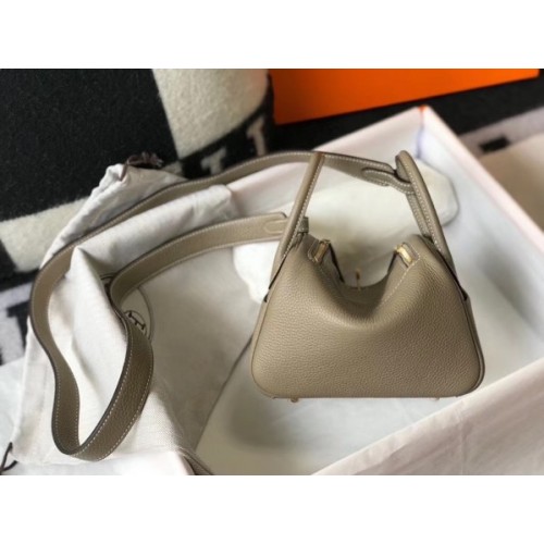 Hermes Lindy mini Verso Trench/ Gris asphalt Clemence leather