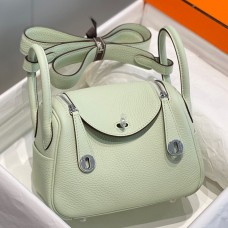 Hermes Lindy Mini Bag In Vert Fizz Clemence Leather