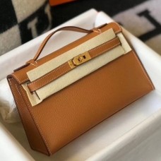 Replica Hermes Kelly Pochette Handmade Bag In Biscuit Swift Calfskin