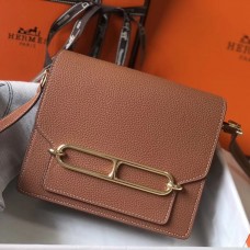 Hermes Mini Sac Roulis 18cm Bag In Brown Evercolor Calfskin