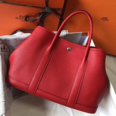 Hermes Red Leather Hand Painted Garden Party 30 – Ladybag